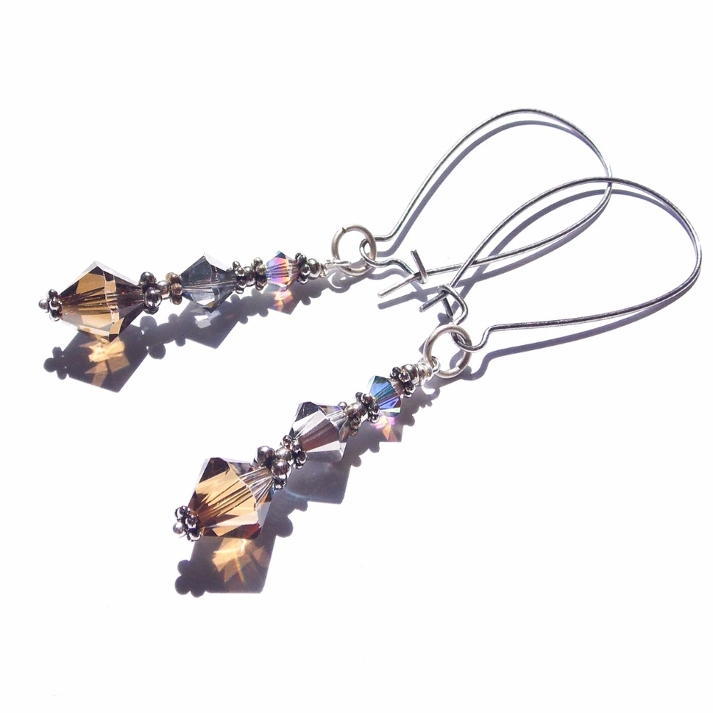 Bohemian Gypsy Glam Long Earrings Topaz Bling Hoop